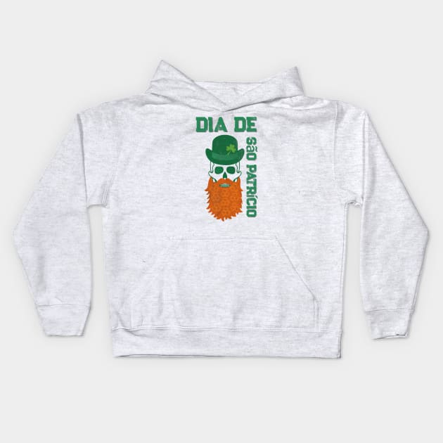Saint Patrick's Day Skull Design Kids Hoodie by Off the Page